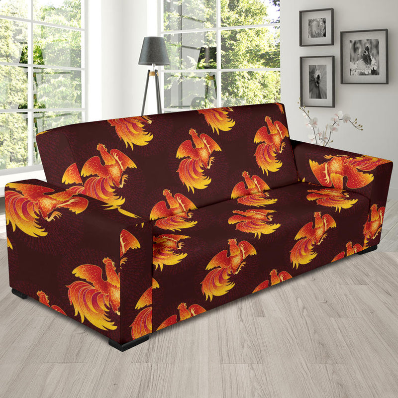 Rooster Pattern Print Design A04 Sofa Slipcover