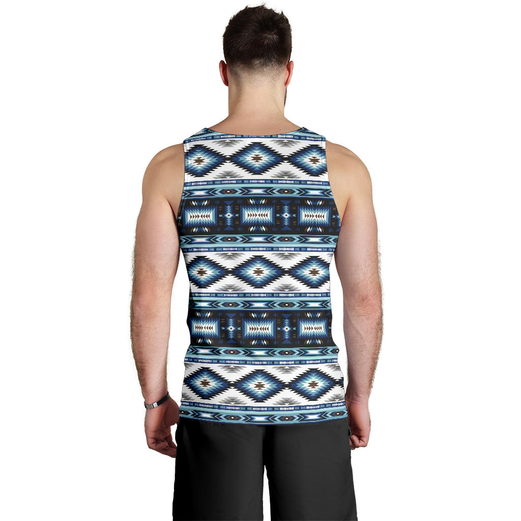 Navajo Dark Blue Print Pattern Men Tank Top