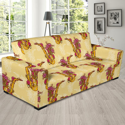 Saxophone Pattern Print Design 04 Sofa Slipcover