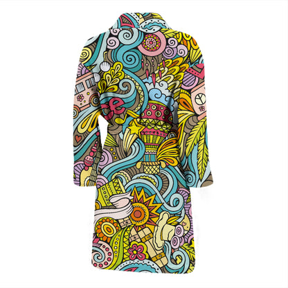 Hippie Print Design LKS301 Men Bathrobe