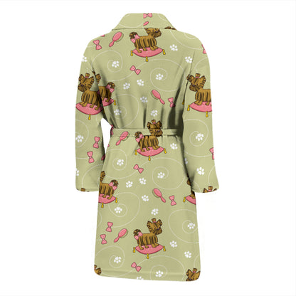 Yorkshire Cute Terriers Print Design LKS301 Men Bathrobe