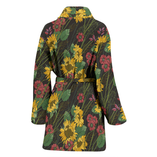 Sunflower Print Design LKS303 Women Bathrobe