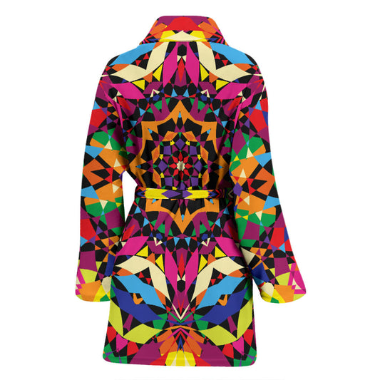 Kaleidoscope Pattern Print Design 02 Women Bathrobe
