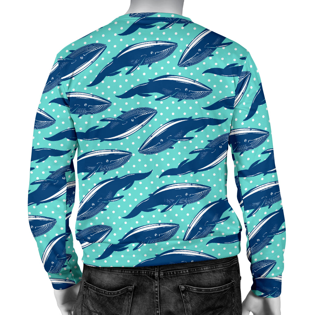 Whale Polka Dot Design Themed Print Men Long Sleeve Sweatshirt