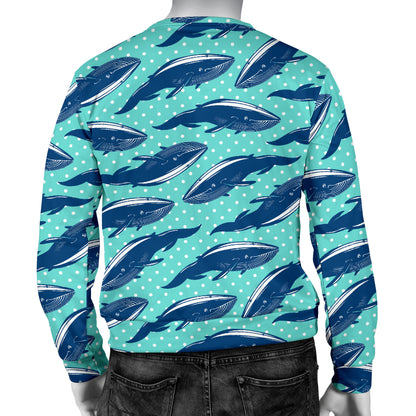 Whale Polka Dot Design Themed Print Men Long Sleeve Sweatshirt