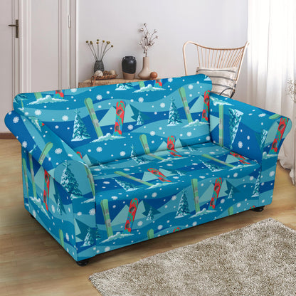 Snowboard Print Design LKS301 Loveseat Couch Slipcover