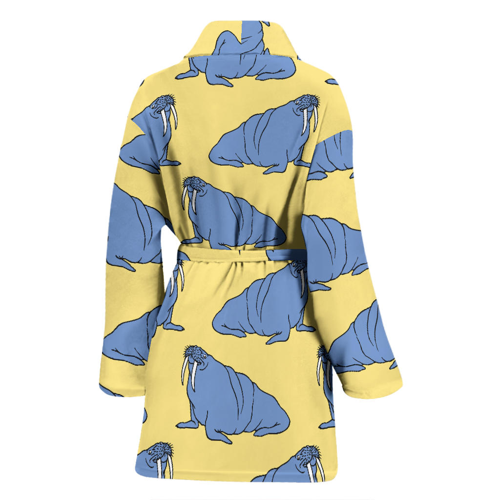 Walrus Pattern Print Design 02 Women Bathrobe