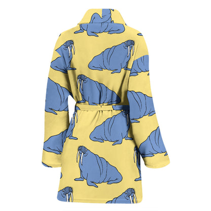 Walrus Pattern Print Design 02 Women Bathrobe