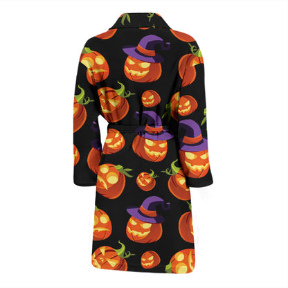 Witch Pumpkin Halloween Print LKS302 Men Bathrobe