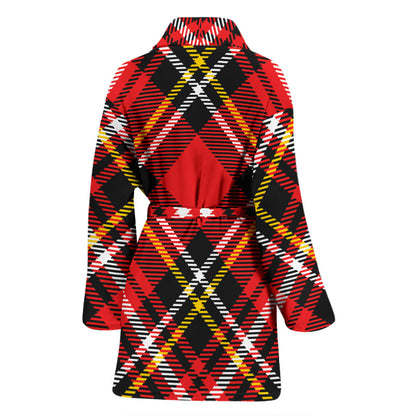 Plaid Red Pattern Print Design A03 Women Bathrobe