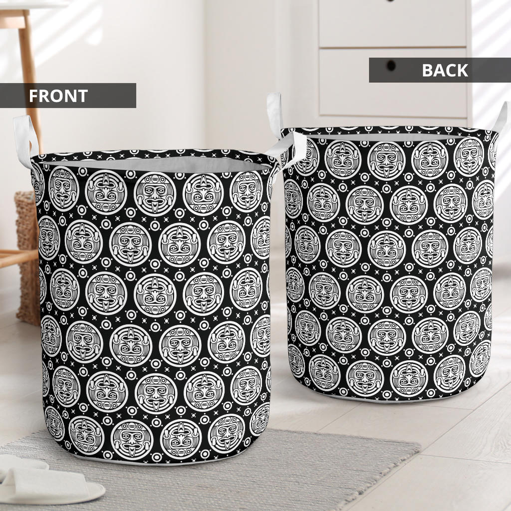 Calendar Aztec White Black Print Pattern Laundry Basket