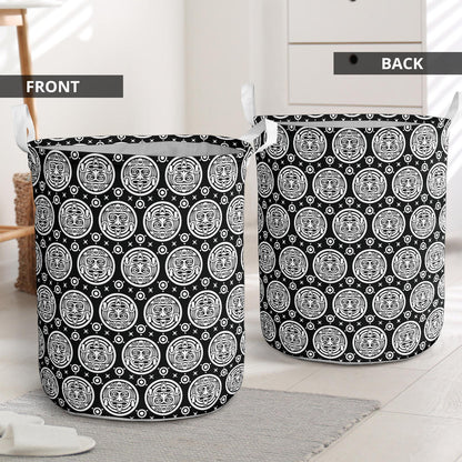 Calendar Aztec White Black Print Pattern Laundry Basket