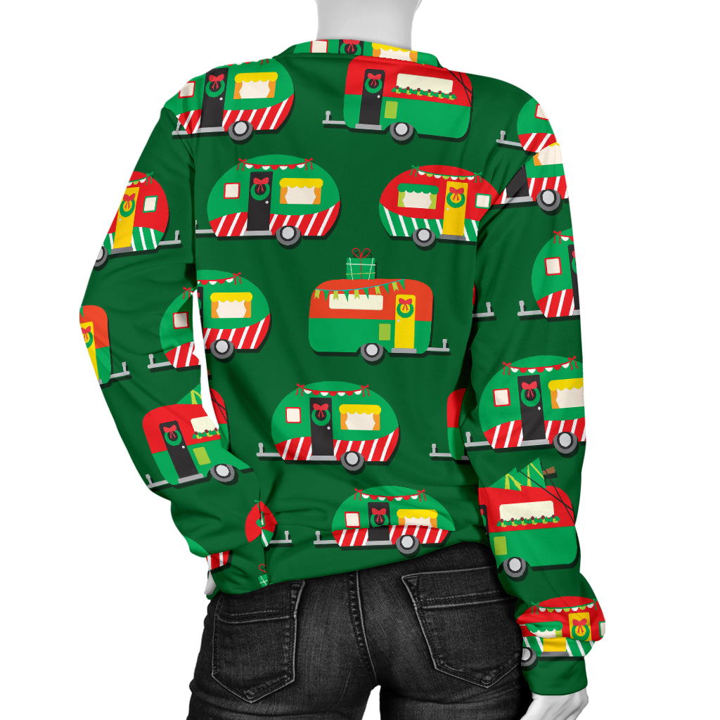 Camper Camping Christmas Themed Print Women Long Sleeve Sweatshirt