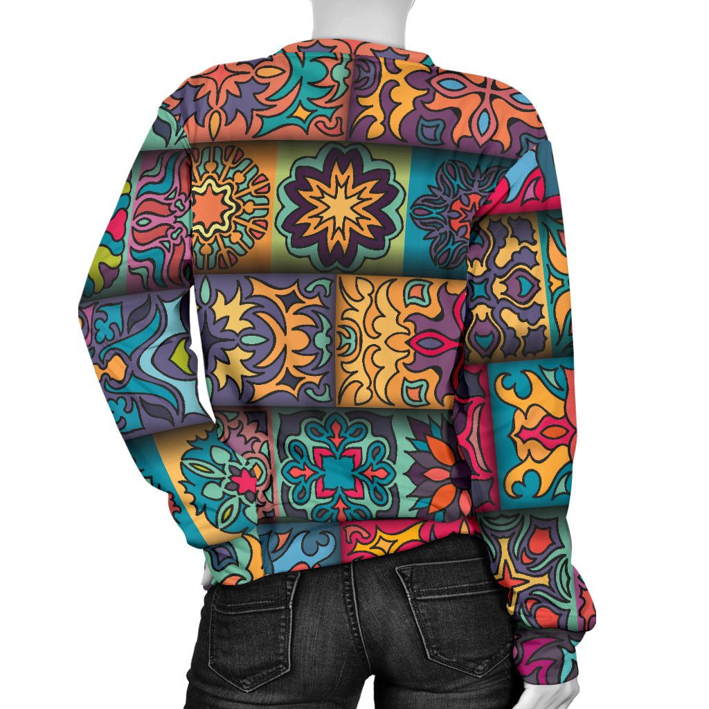 Mandala Style Design Print Women Long Sleeve Sweatshirt