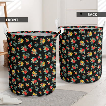 Hawaiian Flower Themed Print Laundry Basket