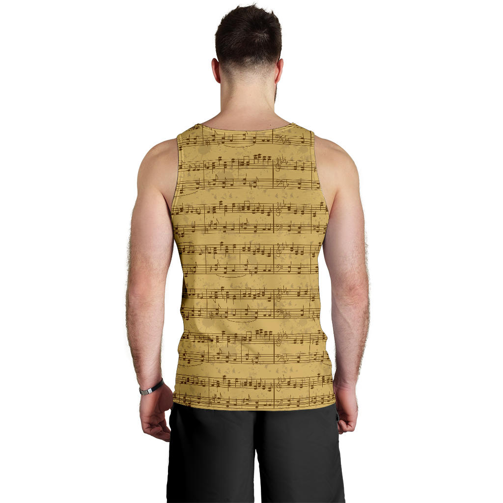 Music Note Vintage Themed Print Men Tank Top