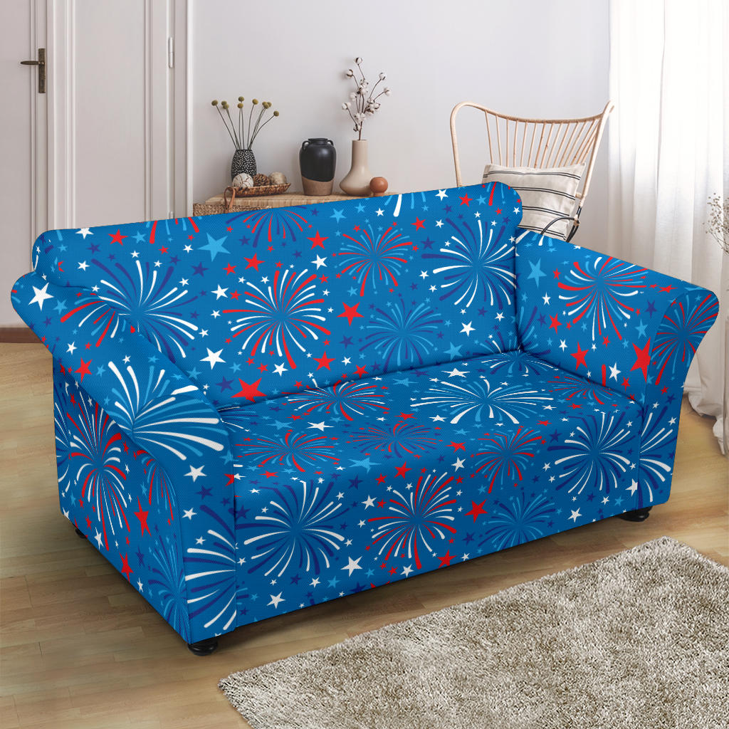 Firework Celebration Print Design LKS304 Loveseat Couch Slipcover