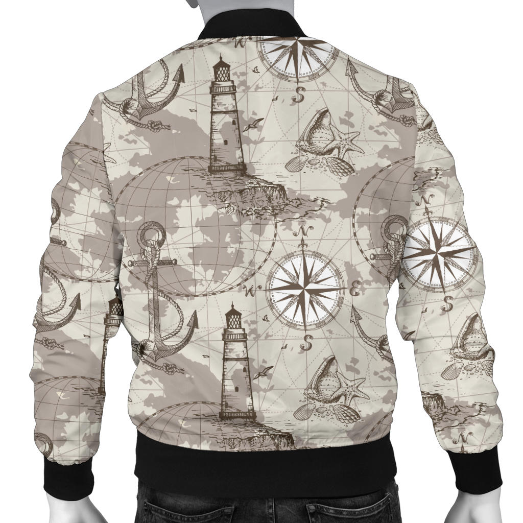 Nautical Map Design Themed Print Men Bomber Jacket