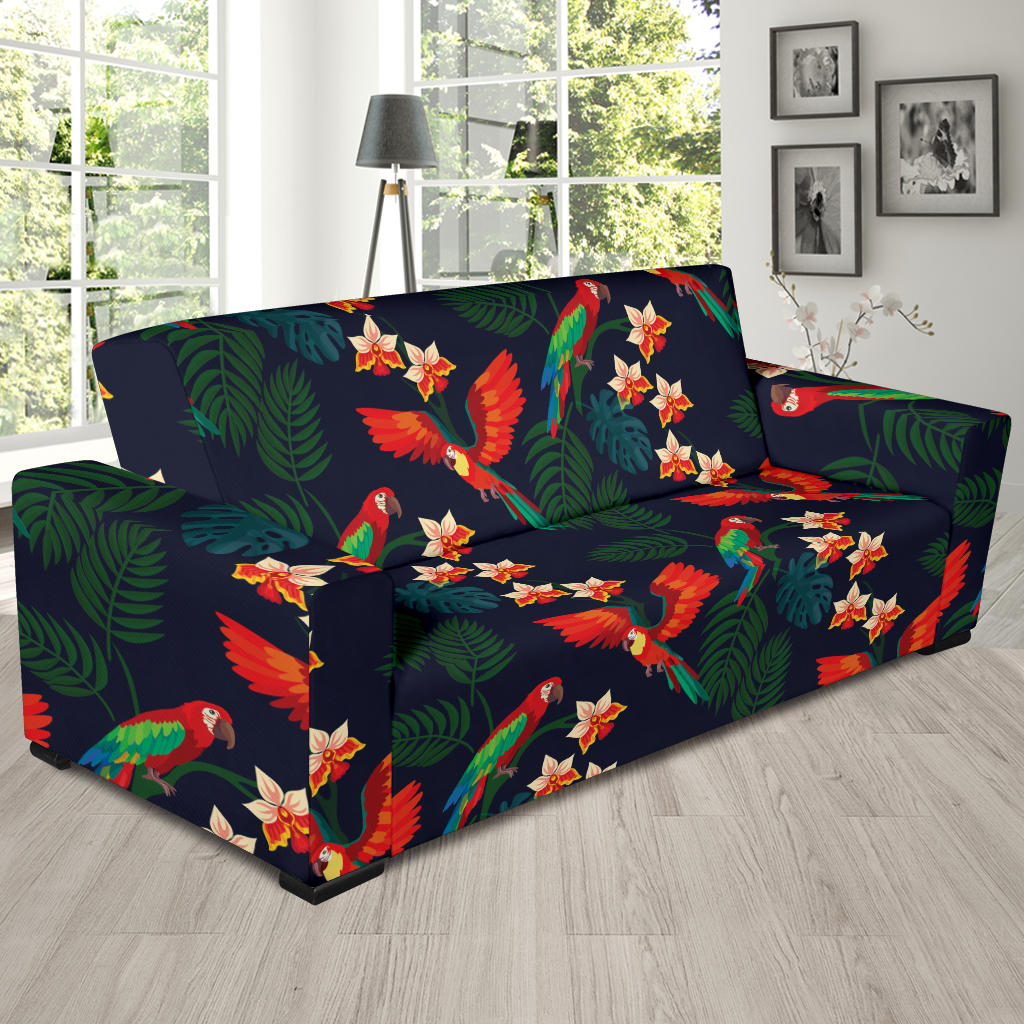 Macaw Pattern Print Design 02 Sofa Slipcover
