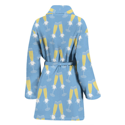 Champagne Pattern Print Design 06 Women Bathrobe