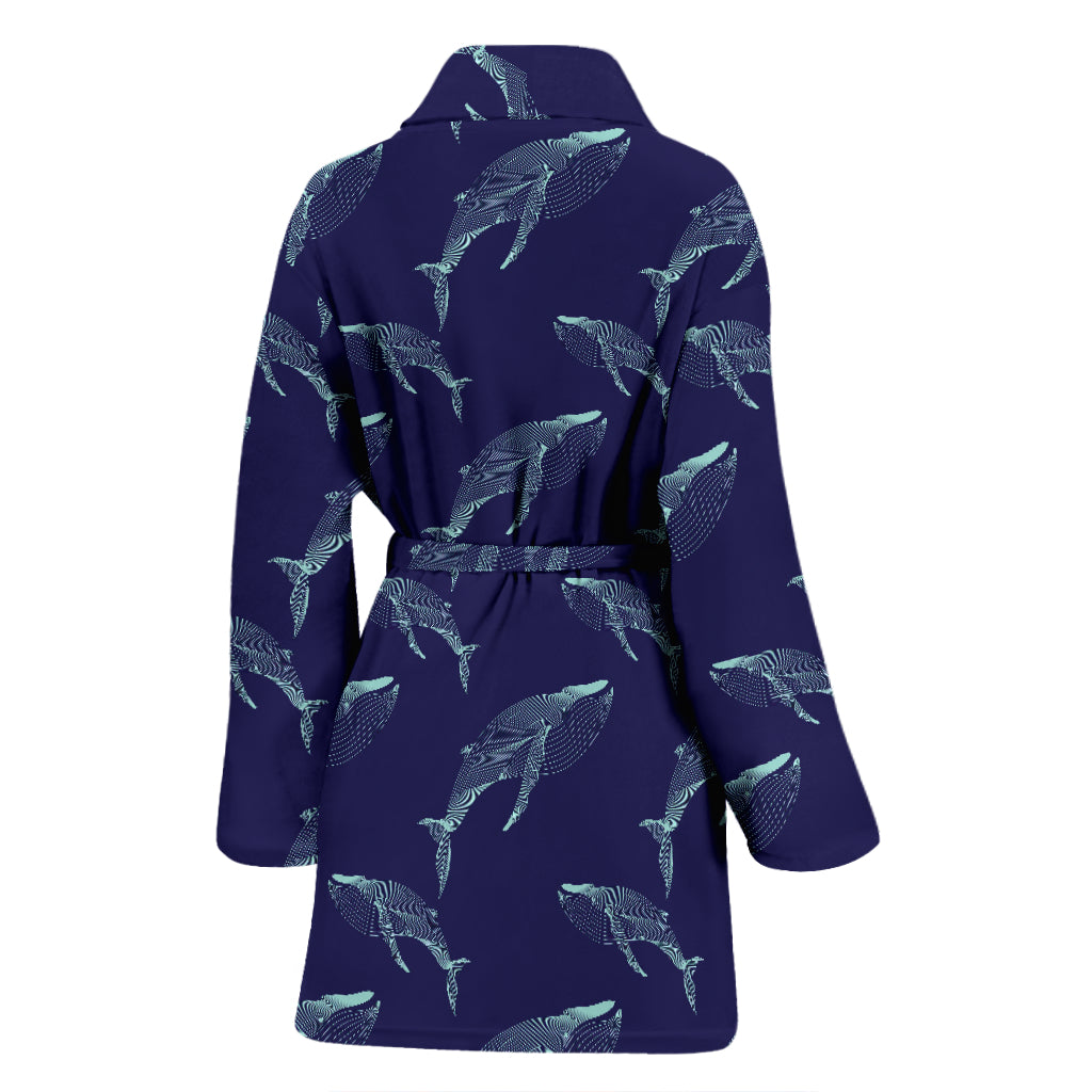Blue Whale Print Design LKS402 Women Bathrobe