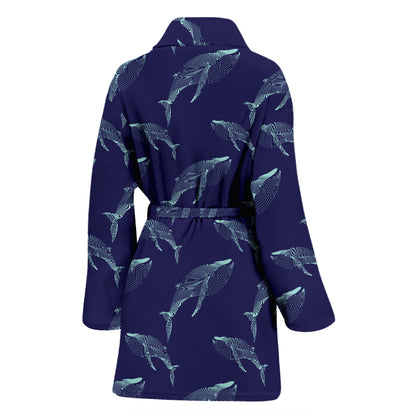 Blue Whale Print Design LKS402 Women Bathrobe