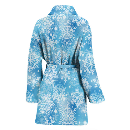 Snowflake Blue Print Design LKS301 Women Bathrobe
