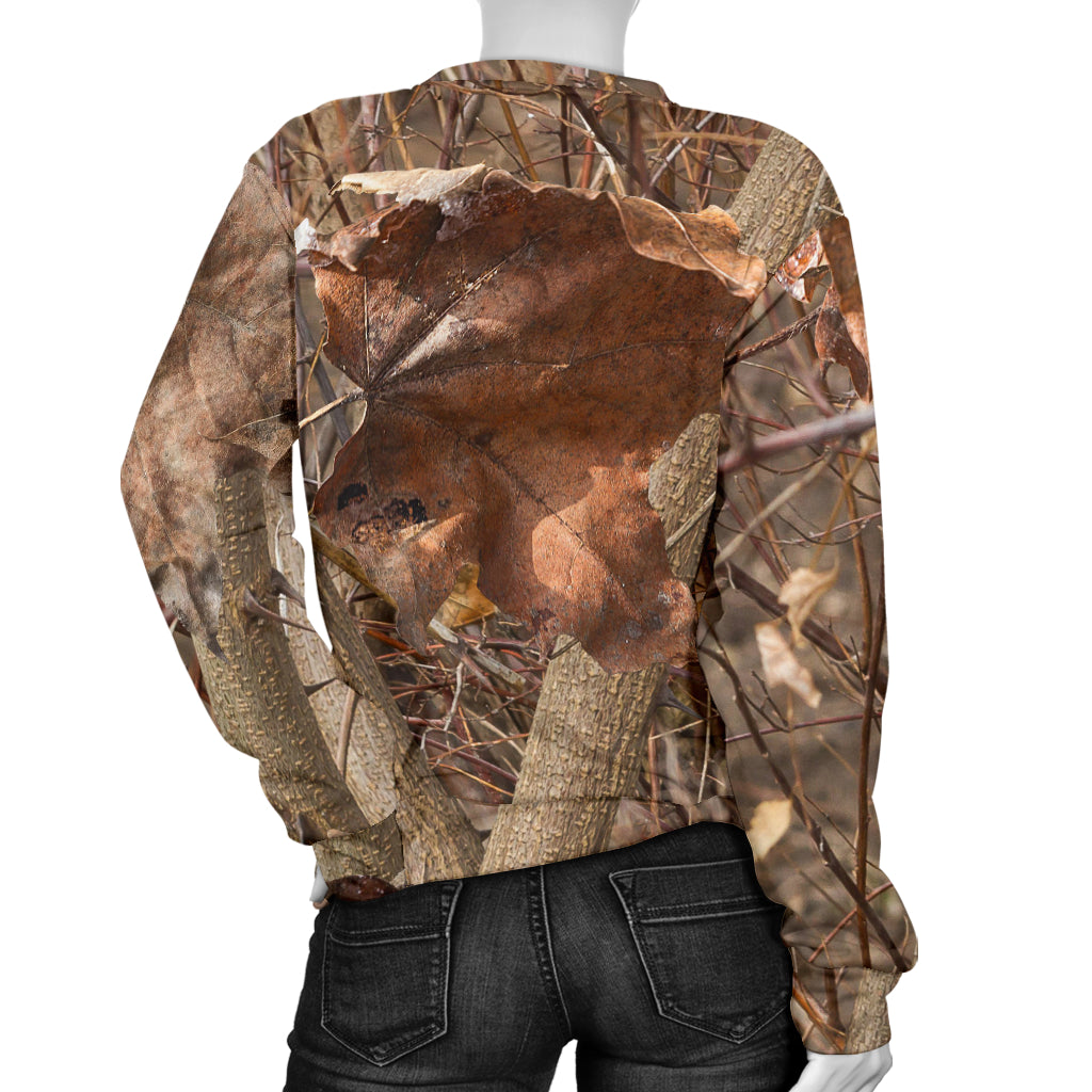Camo Realistic Tree Forest Autumn Print Women Long Sleeve Sweatshirt