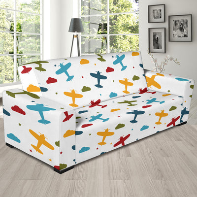 Airplane Pattern Print Design 06 Sofa Slipcover