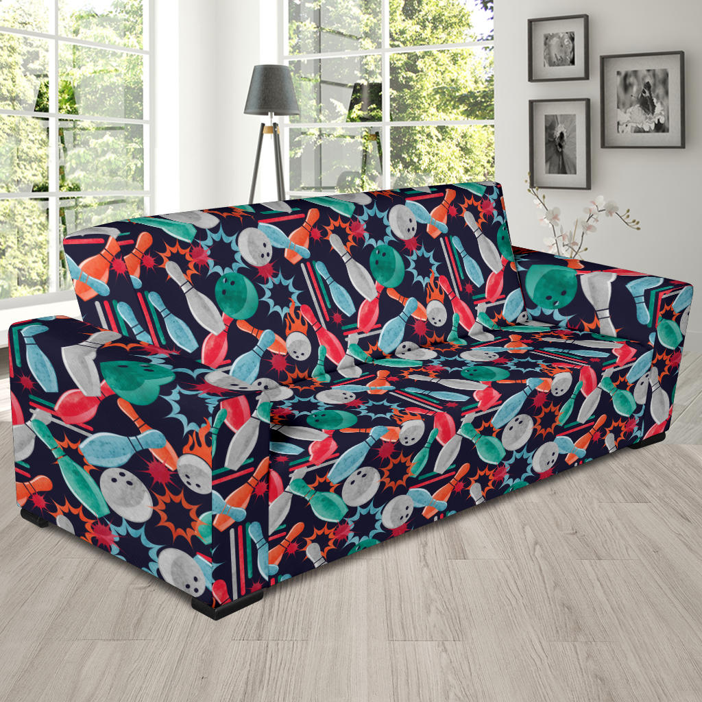 Bowling Pattern Print Design 08 Sofa Slipcover