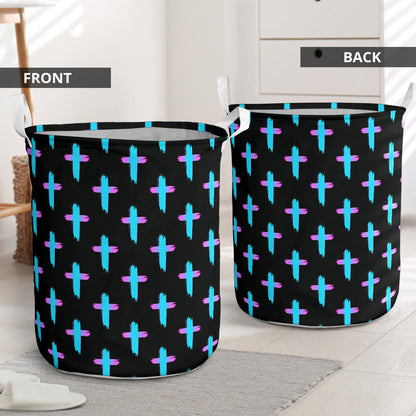 Christian Cross neon Pattern Laundry Basket