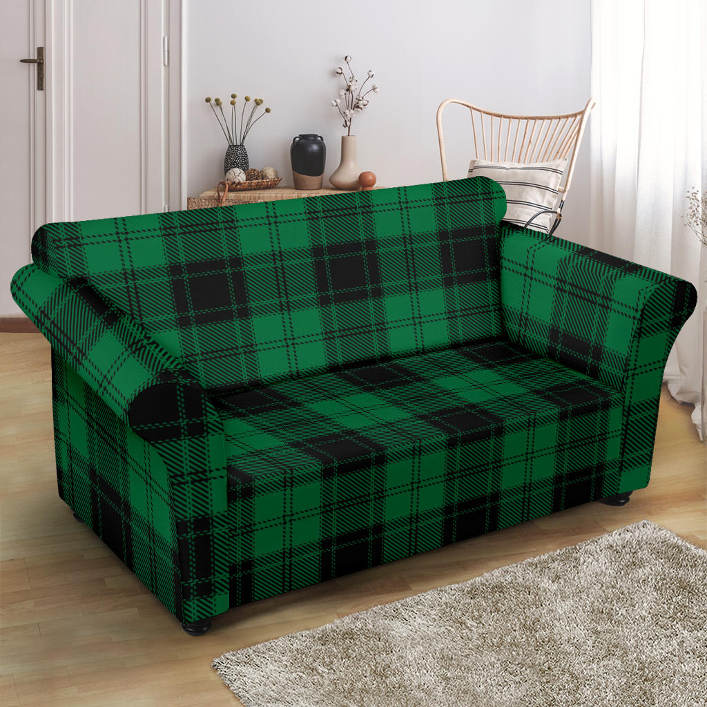 Tartan Green Print Design LKS302 Loveseat Couch Slipcover