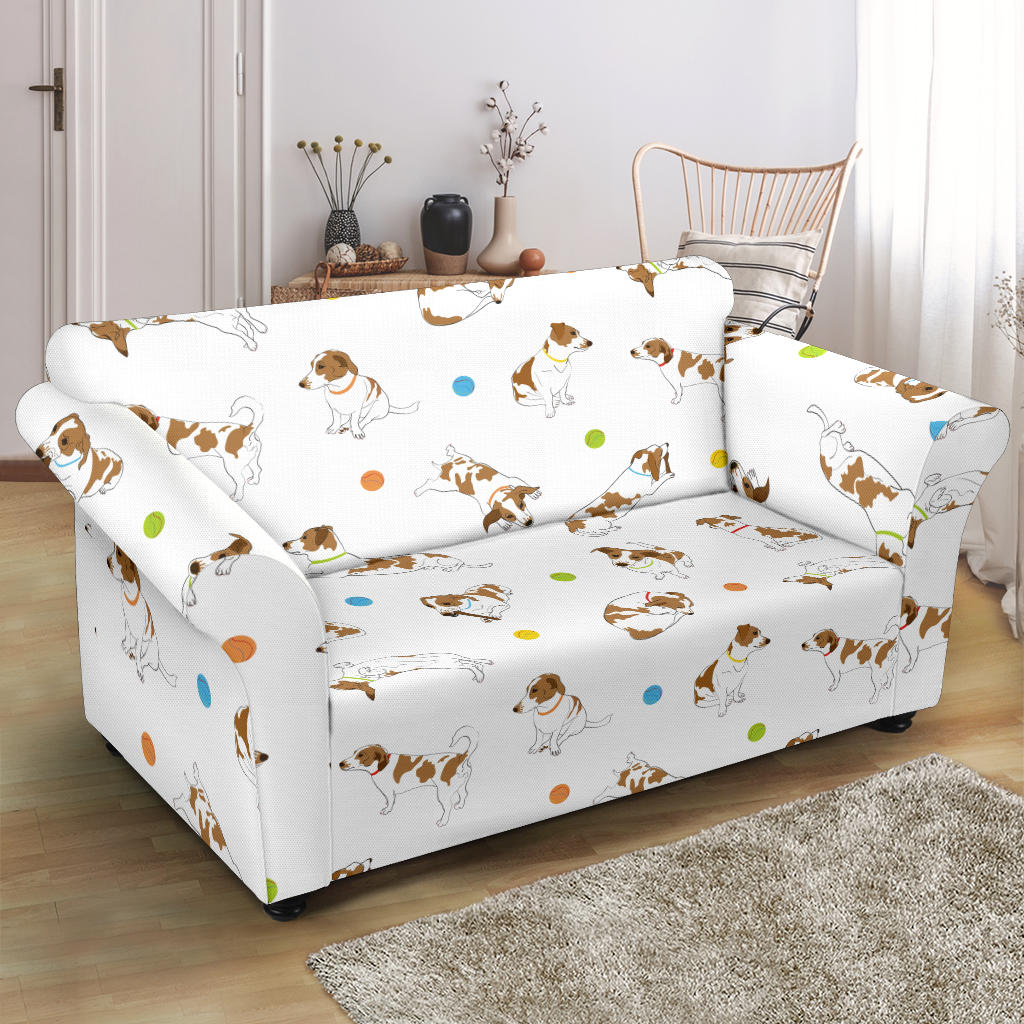 Russell Terriers With Balls Print Design LKS307 Loveseat Couch Slipcover