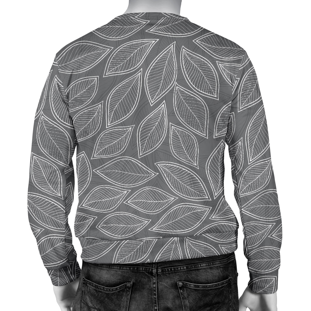 Elm Leave Grey Print Pattern Men Long Sleeve Sweatshirt