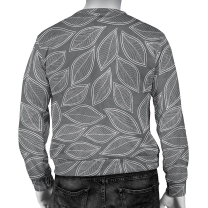 Elm Leave Grey Print Pattern Men Long Sleeve Sweatshirt