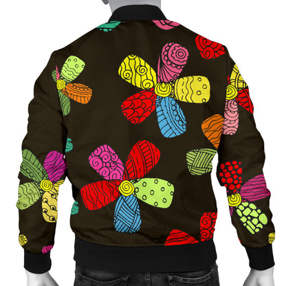 Flower Power Colorful Print Pattern Men Bomber Jacket