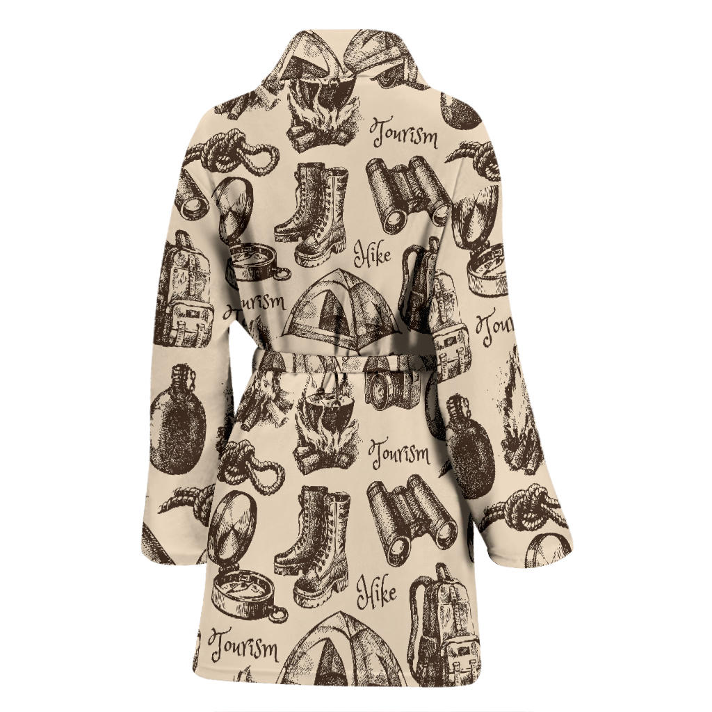 Camping Pattern Print Design 01 Women Bathrobe