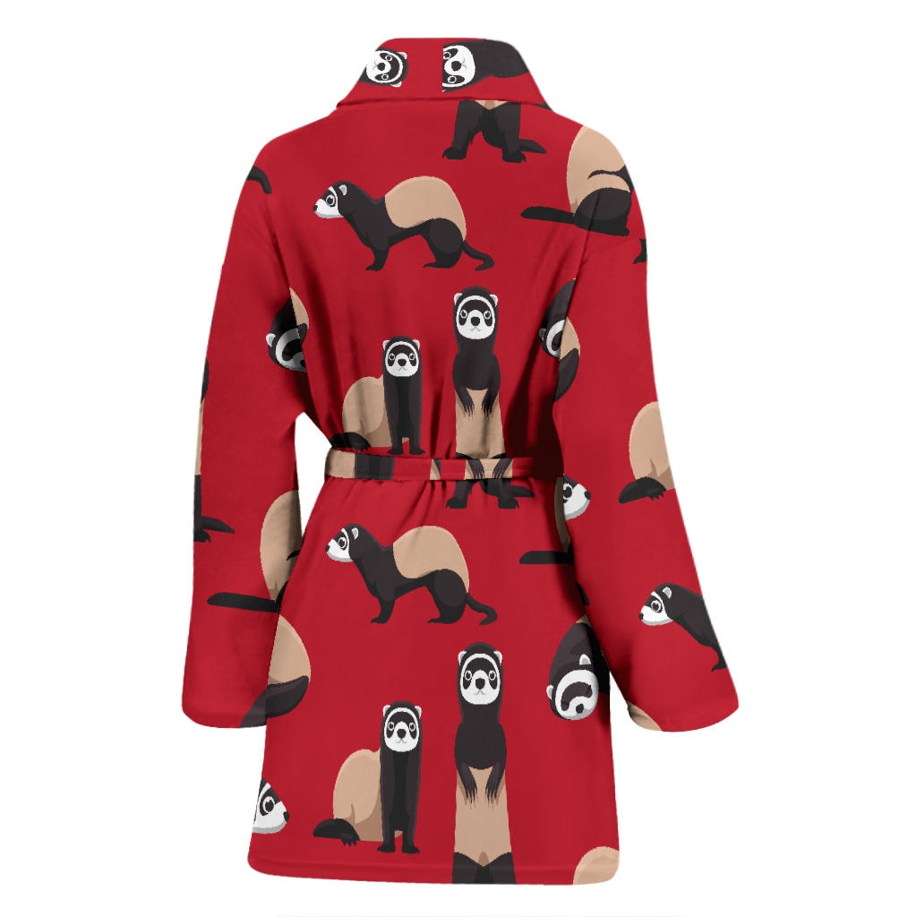 Ferret Pattern Print Design 02 Women Bathrobe