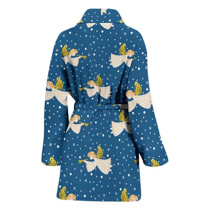 Angel Pattern Print Design 08 Women Bathrobe