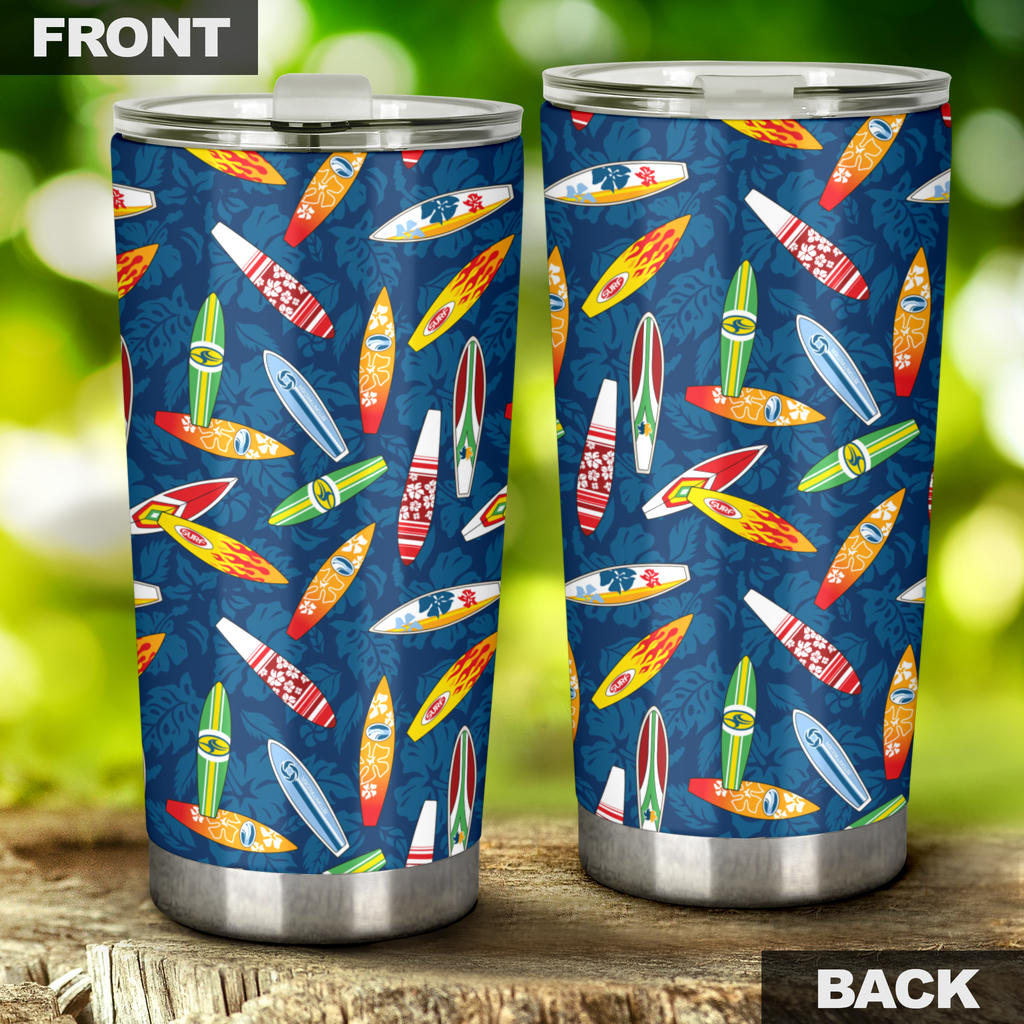 Surfboard Pattern Print Tumbler