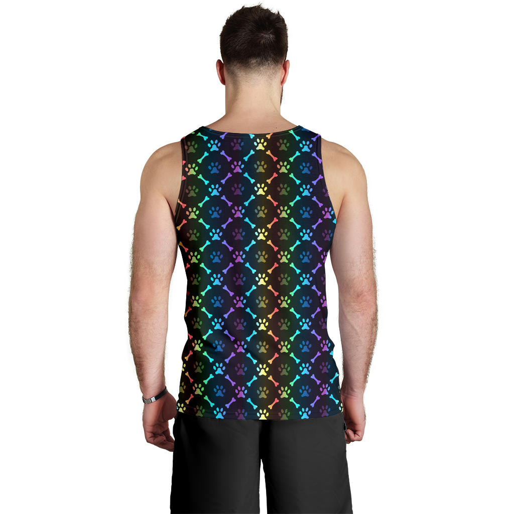 Paw Rainbow Print Men Tank Top