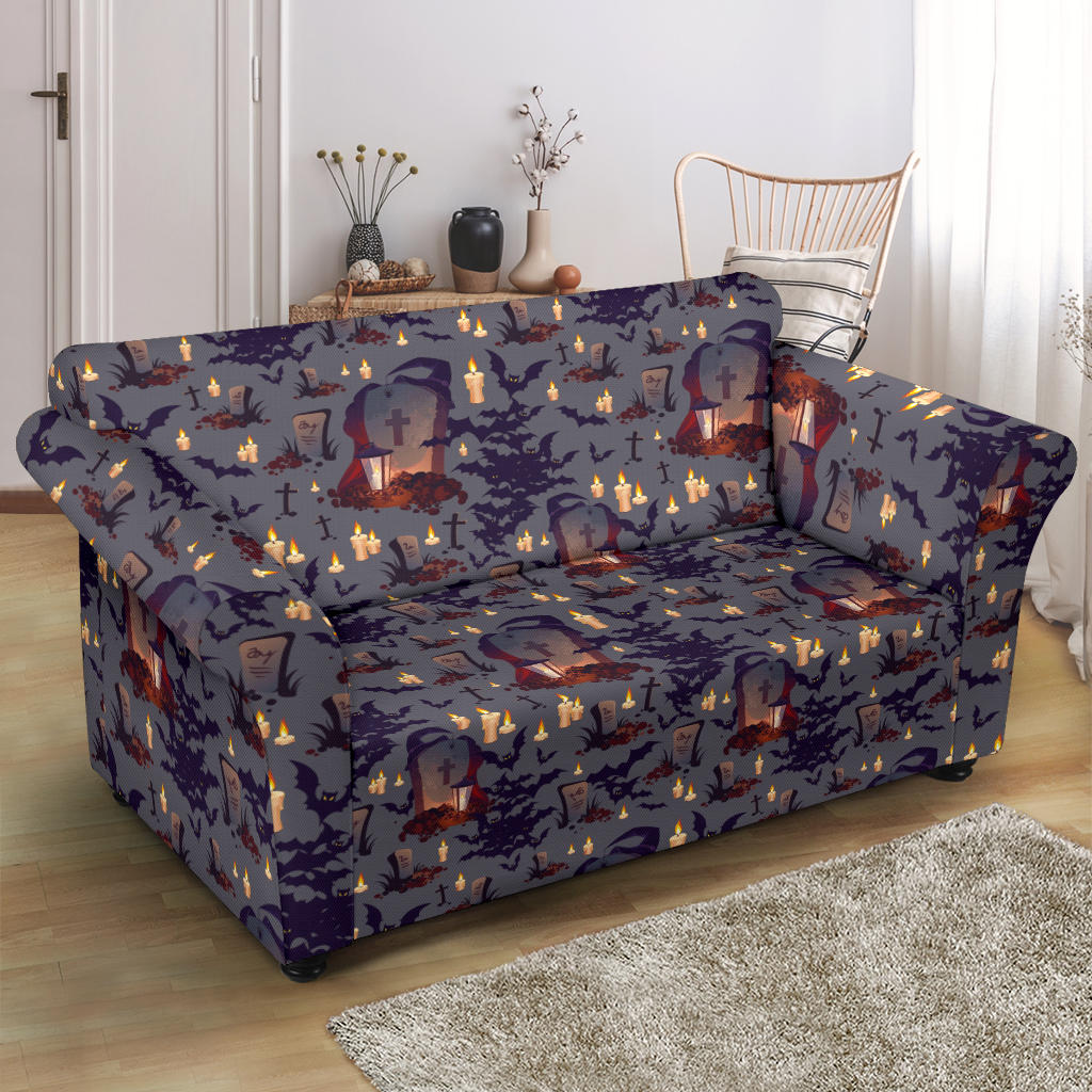Creepy Graveyard Print Design LKS301 Loveseat Couch Slipcover
