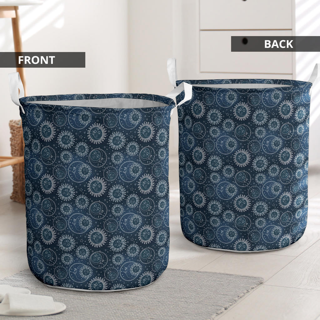 Sun Moon Tattoo Design Themed Print Laundry Basket