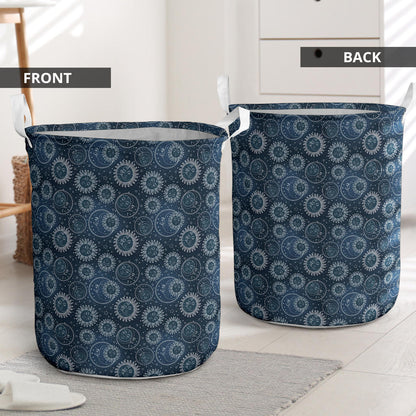 Sun Moon Tattoo Design Themed Print Laundry Basket
