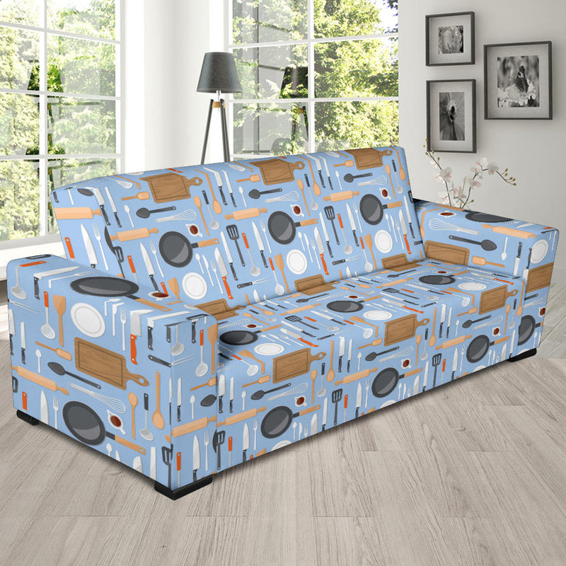 Cooking Kitchen Tools Pattern Print Design 02 Sofa Slipcover