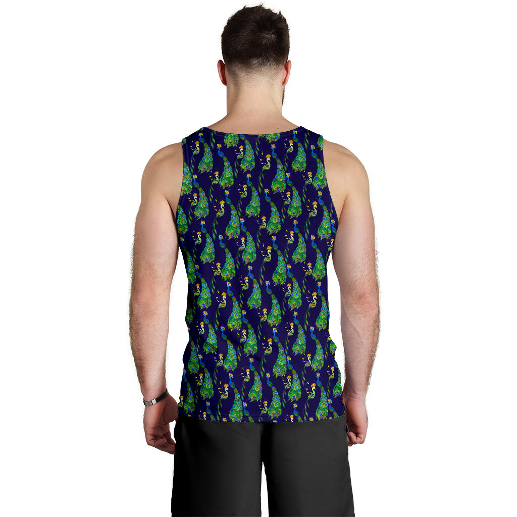 Peacock Art Design Print Men Tank Top