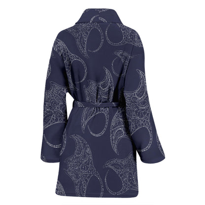Manta Ray Pattern Print Design 01 Women Bathrobe