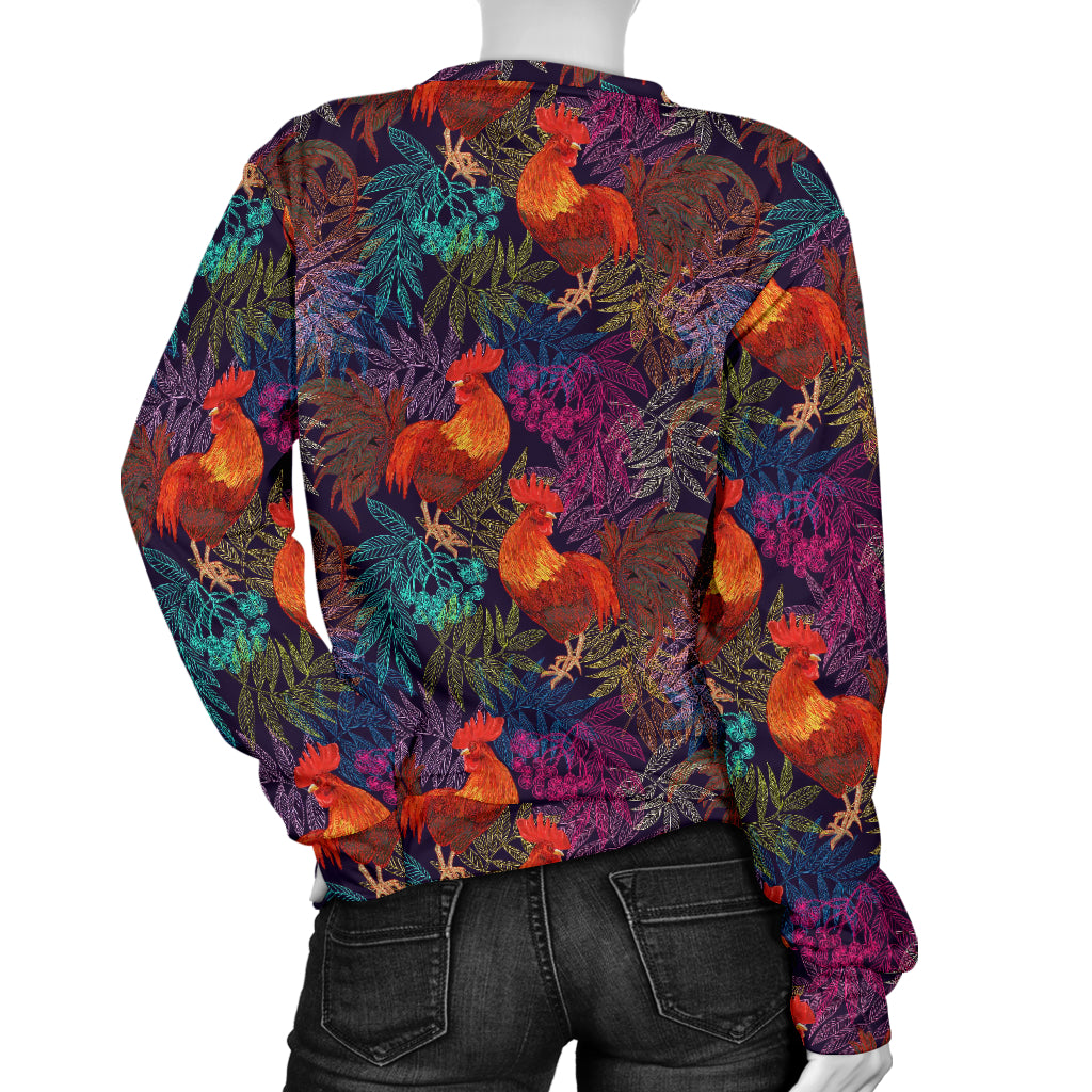 Rooster Print Style Women Long Sleeve Sweatshirt