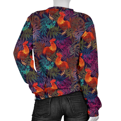 Rooster Print Style Women Long Sleeve Sweatshirt