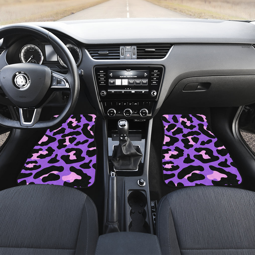 Cheetah Purple Neon Print Pattern Car Floor Mats Front Back